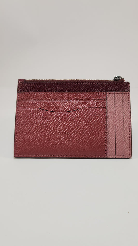 Tarjetero Coach de Piel Burdeos con Cierre- Unisex
