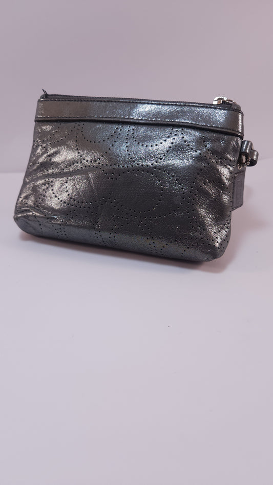 Bolsa de Mano Coach Plateada Metálica Op Art