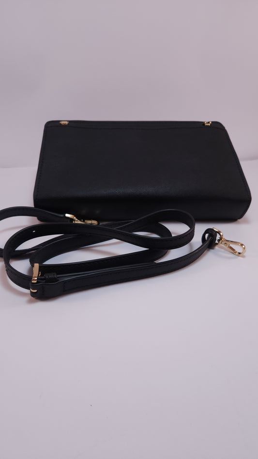 Bolsa Cruzada Michael Kors de Piel Texturizada Negra