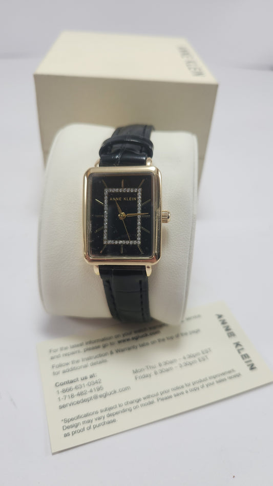 Reloj Anne Klein Rectangular Negro con Pedrería