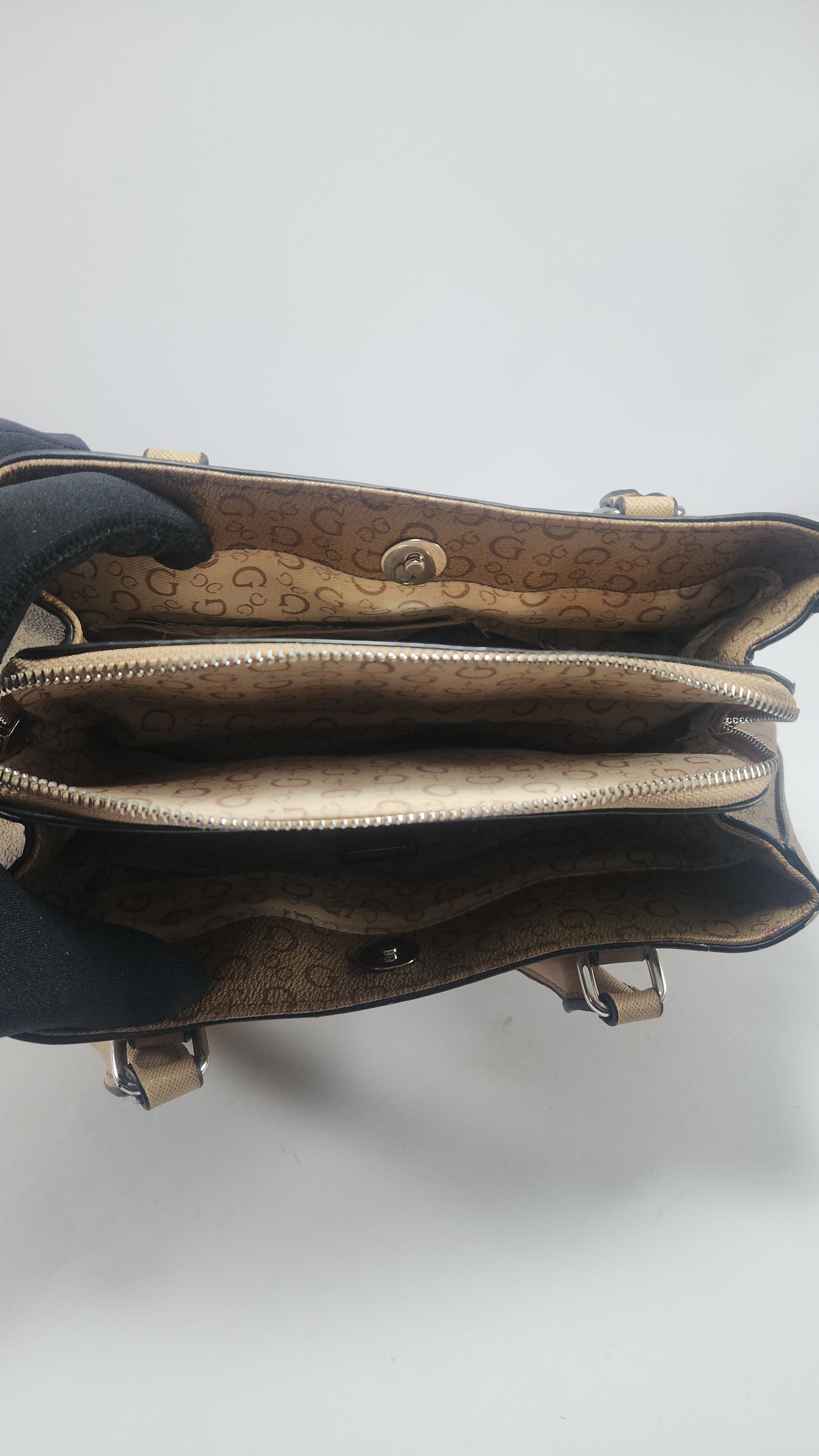 Guess Los Angeles Tan Logo Print Purse