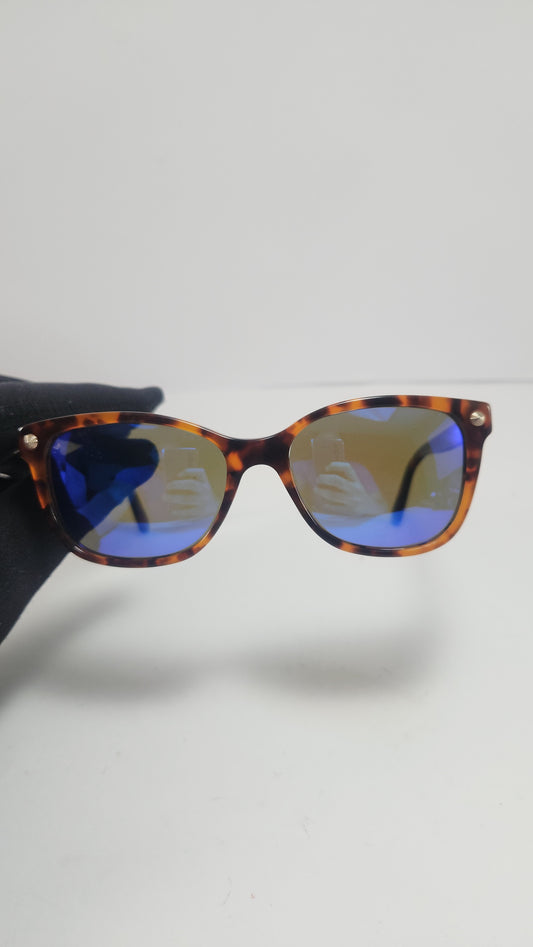 Versace Tortoise con Lentes Azul Espejo y Detalles Dorados