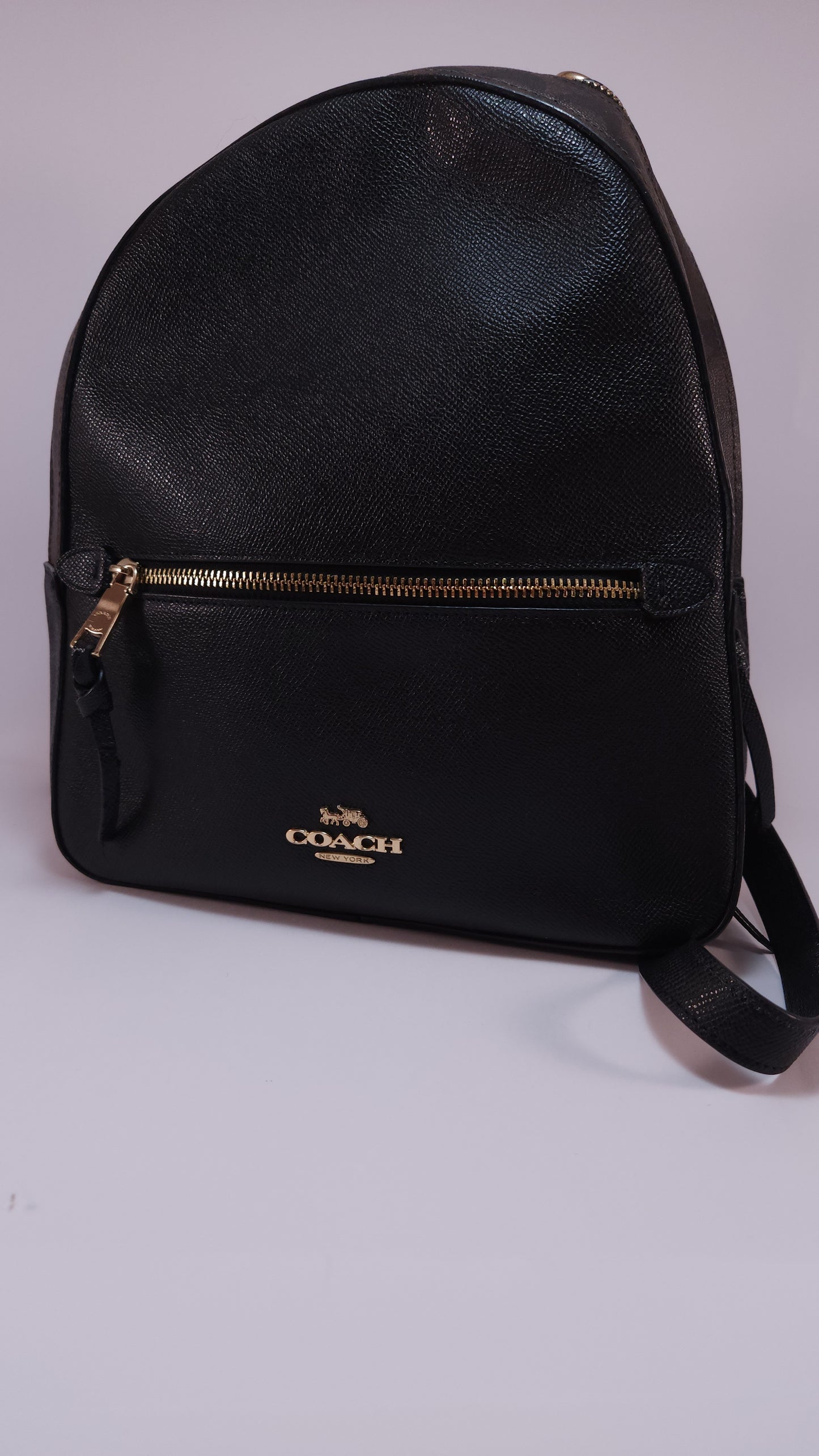 Mochila Coach Negra con Detalles en Café y Canvas
