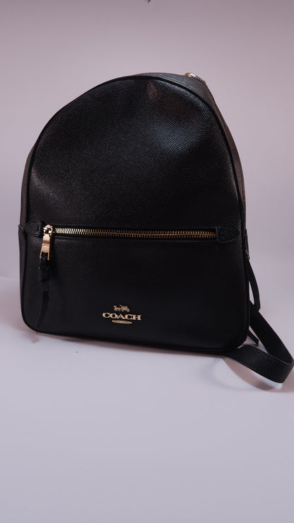Mochila Coach Negra con Detalles en Café y Canvas