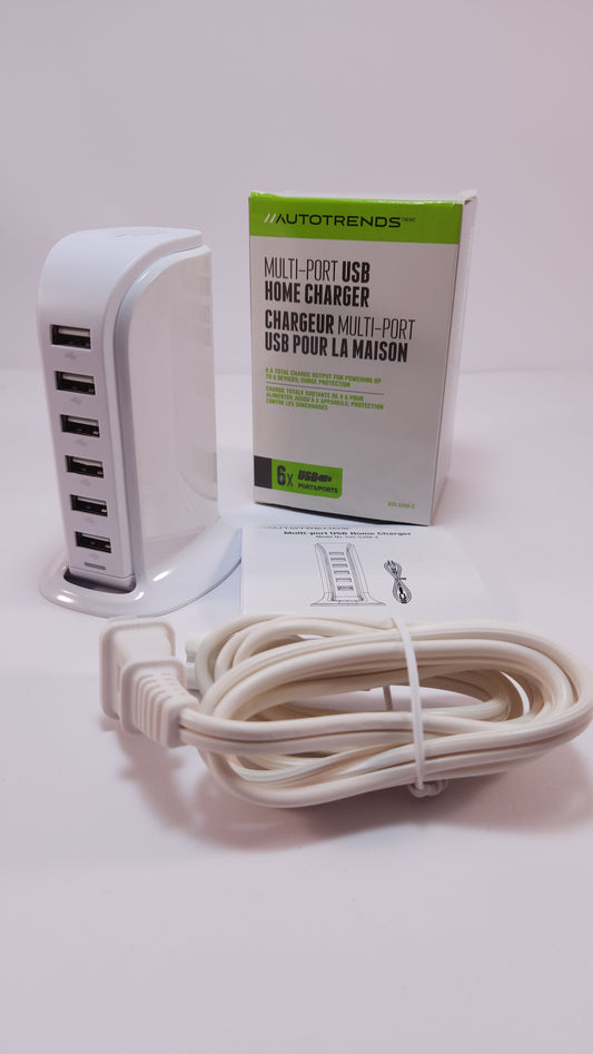 Cargador Múltiple USB Autotrends de 6 Puertos