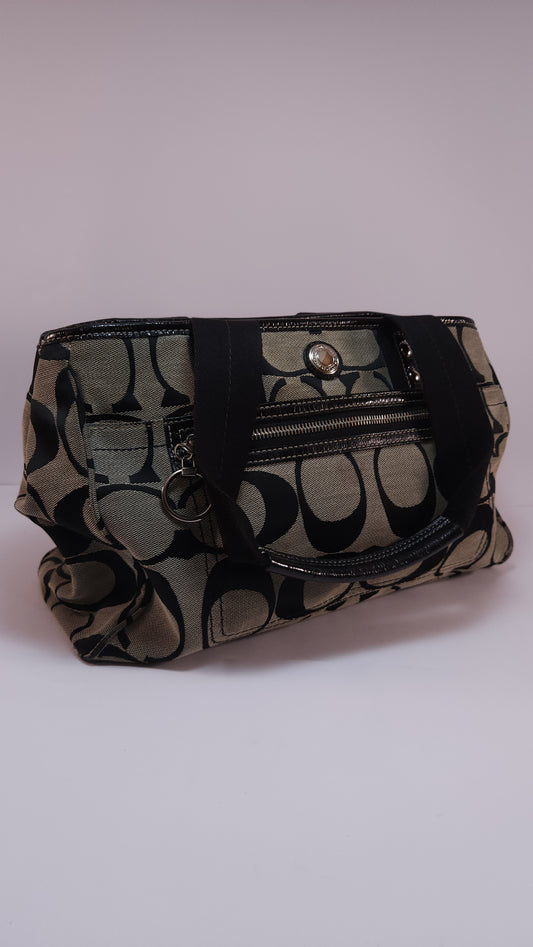 Bolsa Coach Monograma Beige con Negro