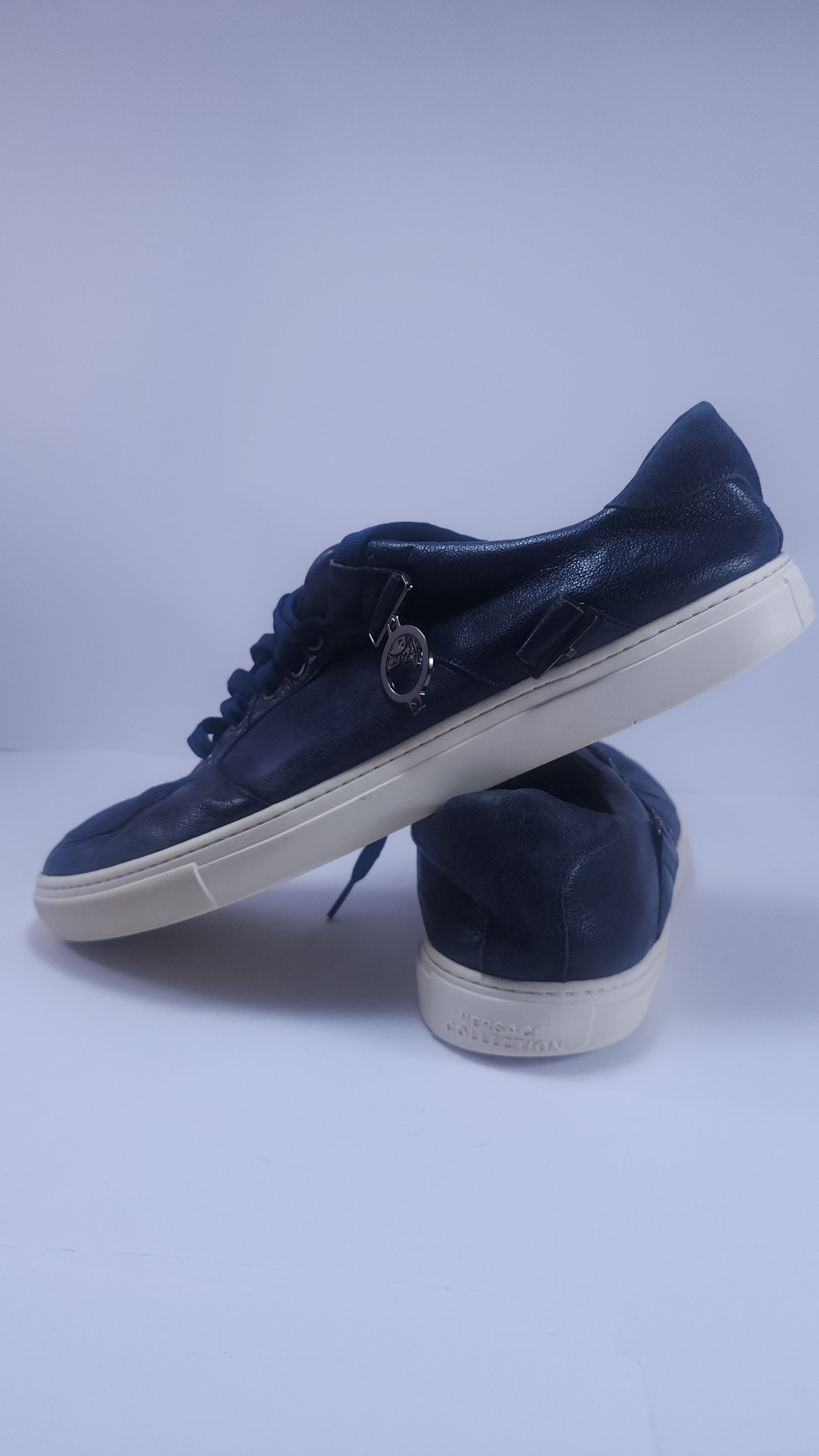 Tenis Versace Collection de Piel Azul Talla 13 US