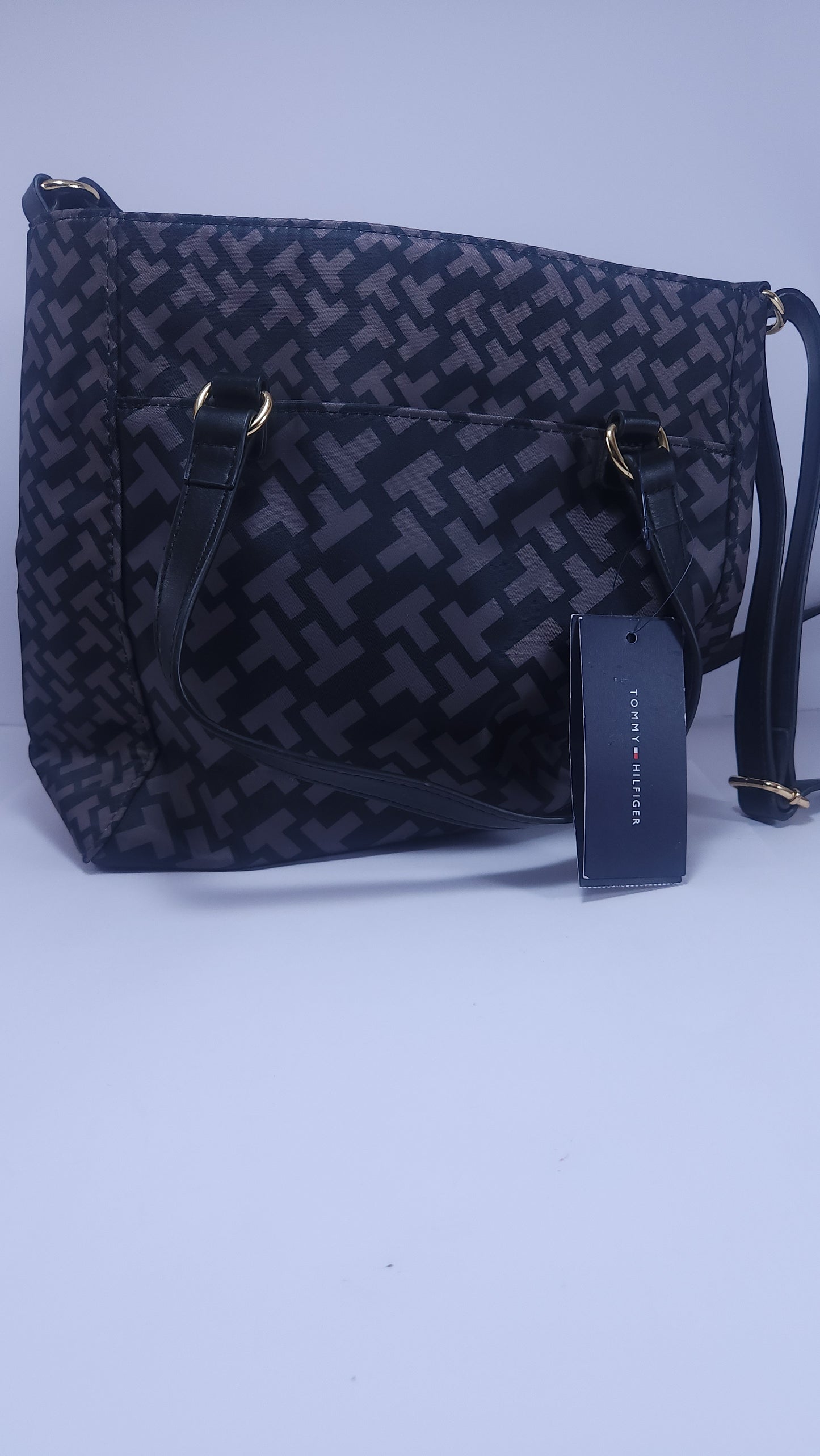 Tommy Hilfiger Satchel Negro con Patrón