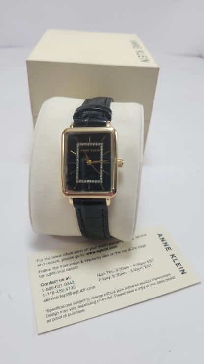 Reloj Anne Klein Rectangular Negro con Pedrería