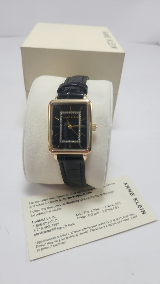 Reloj Anne Klein Rectangular Negro con Pedrería