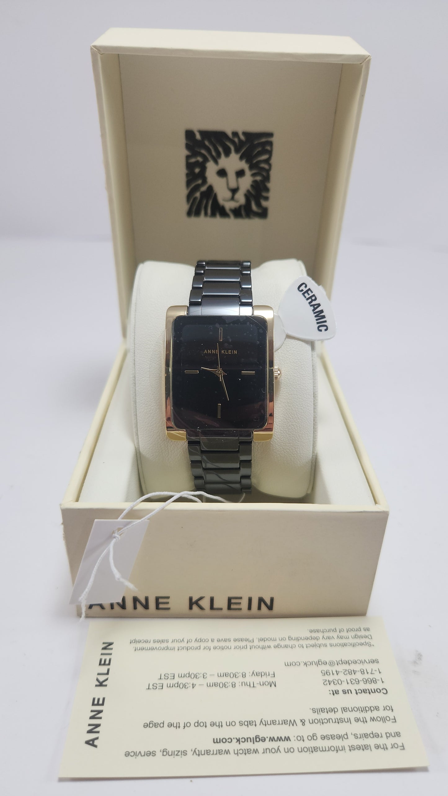 Reloj Anne Klein Ceramic Negro & Dorado (Nuevo en caja)