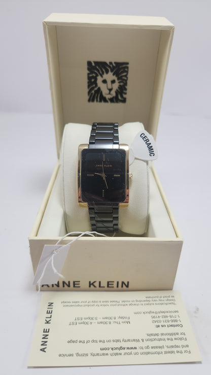Reloj Anne Klein Ceramic Negro & Dorado (Nuevo en caja)