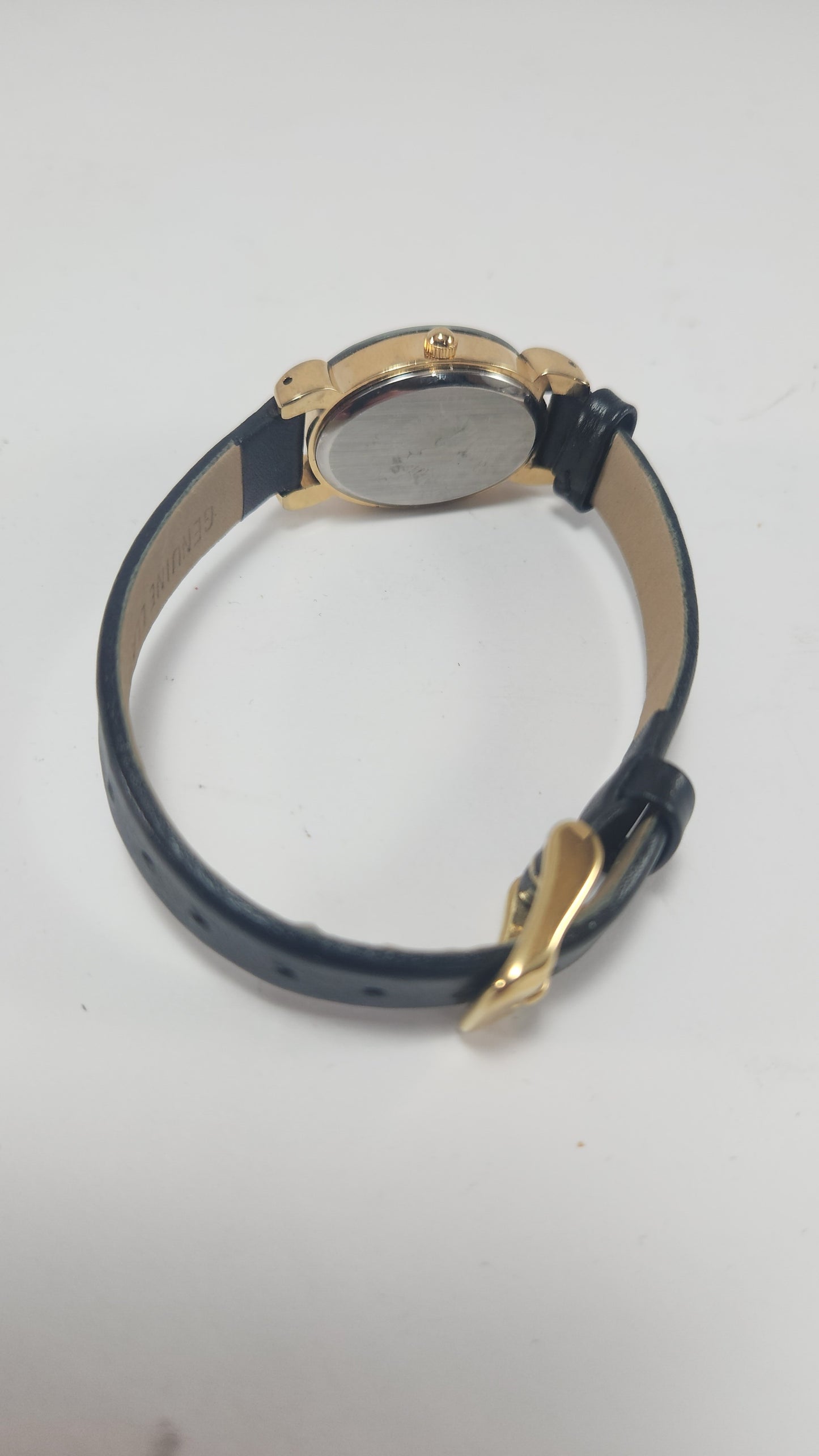 Anne Klein Black Leather Diamond Watch