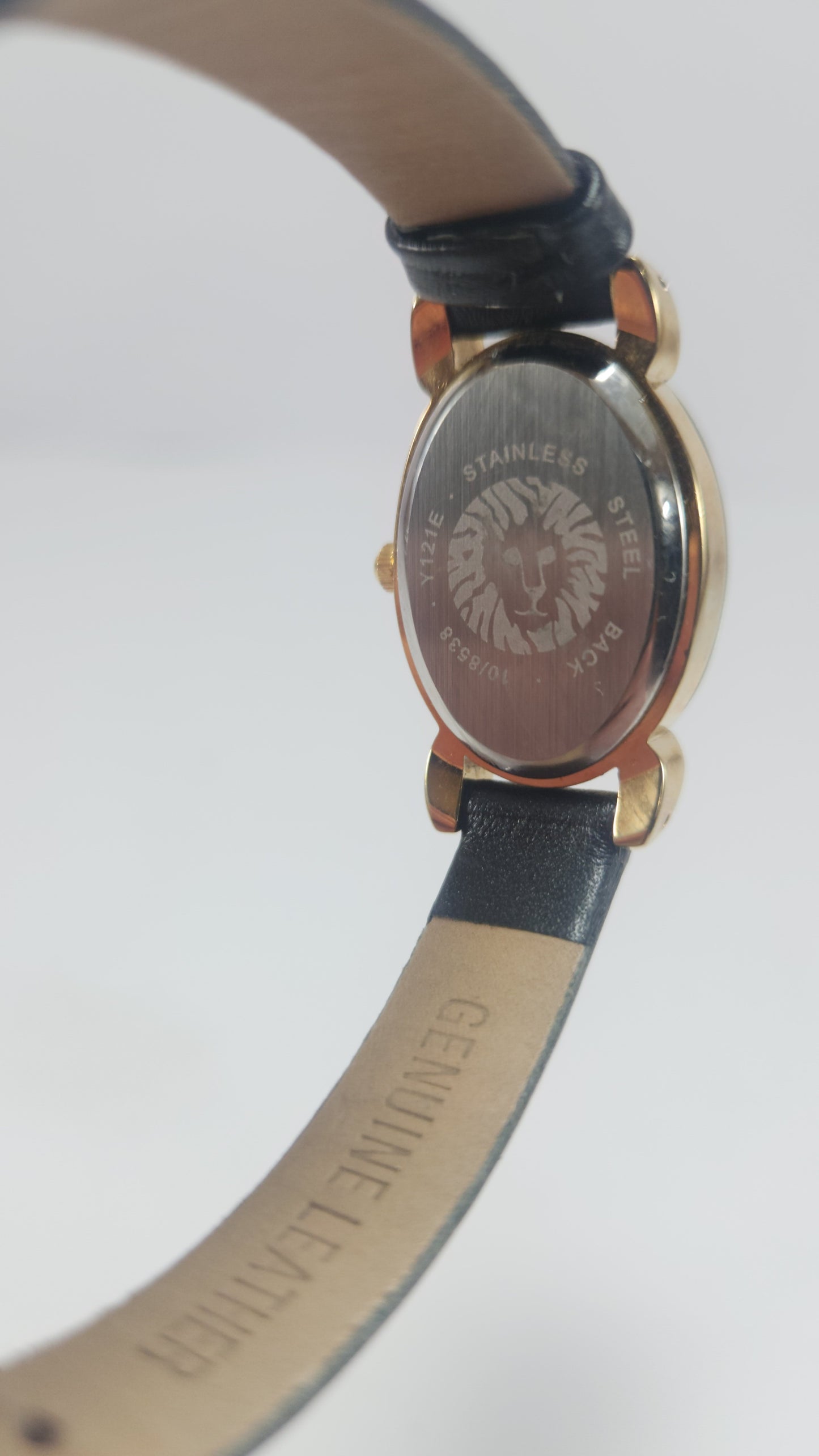 Anne Klein Black Leather Diamond Watch