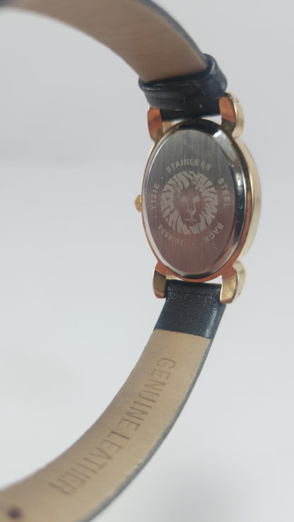 Anne Klein Black Leather Diamond Watch