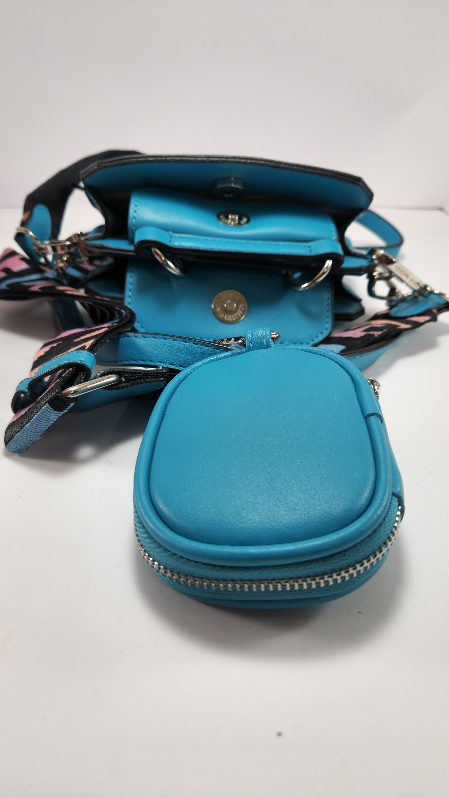 Steve Madden Blue Logo Strap Belt Bag