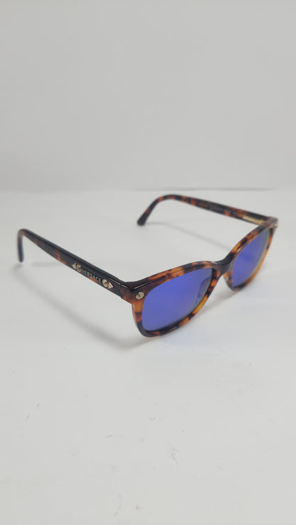 Versace Tortoise con Lentes Azul Espejo y Detalles Dorados