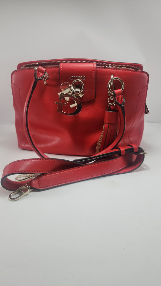 Guess Red Faux Leather Satchel
