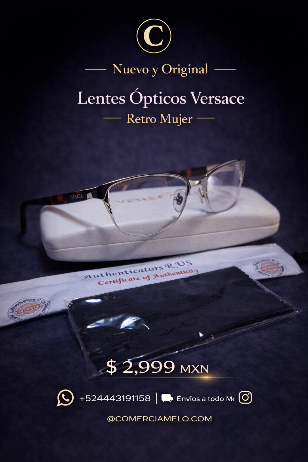 Lentes Ópticos Versace Retro Mujer