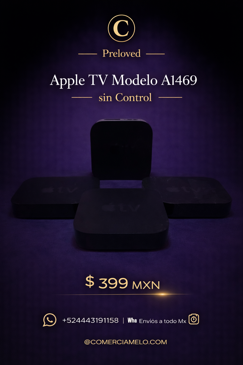 Apple TV Modelo A1469 con Control –  ( No control )