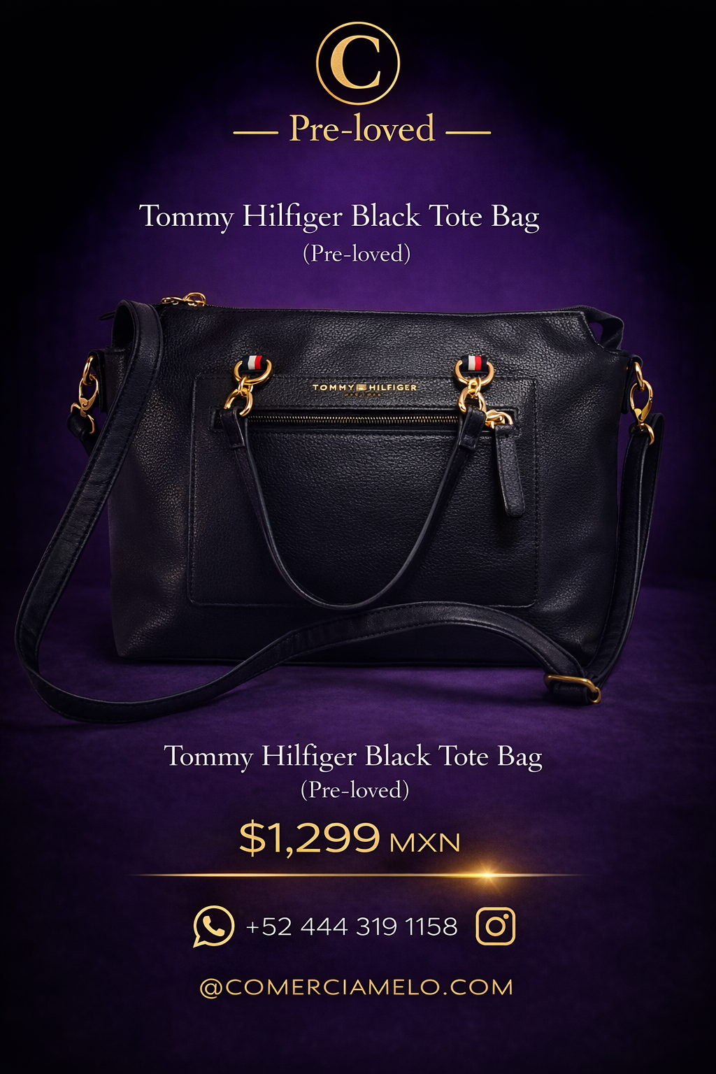 Tommy Hilfiger Black Tote Bag