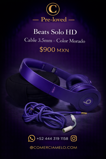 Beats Solo HD – Cable 3.5mm (Color Morado)