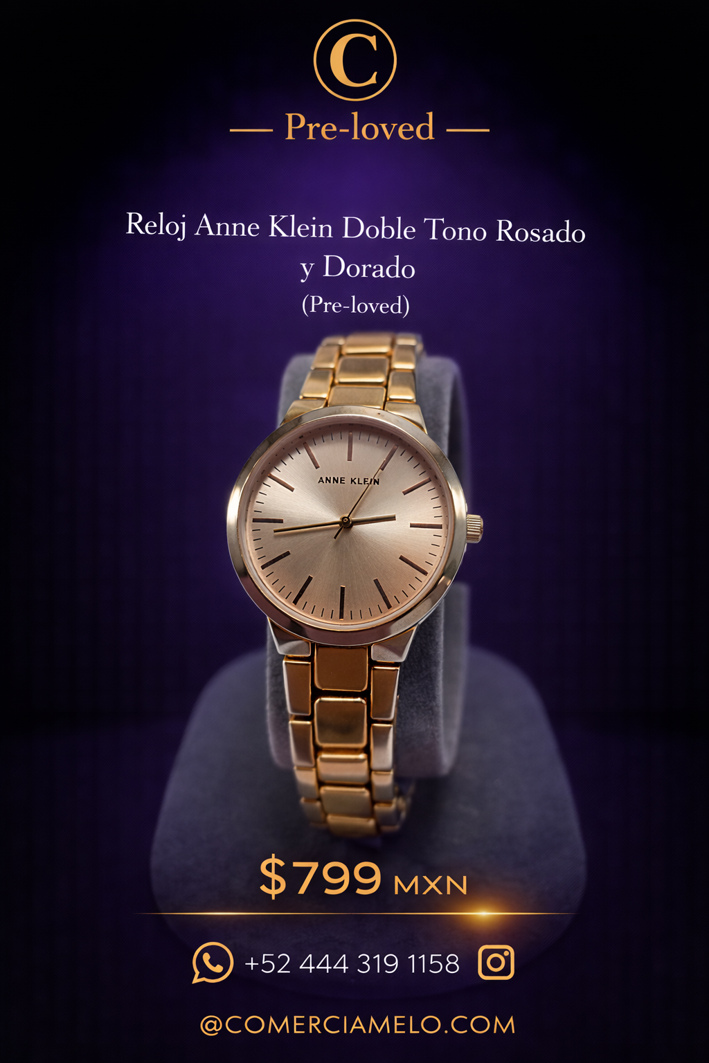 Anne Klein Doble Tono Rosado y Dorado